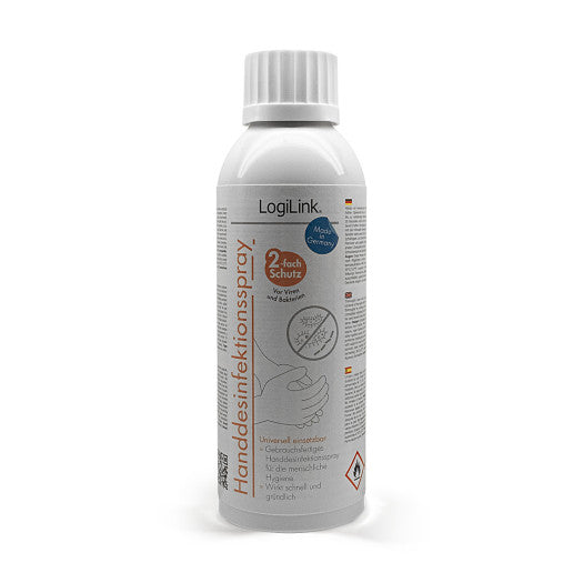 LogiLink Hand Sanitizer Spray – 150 ml | Dual Protection against Viruses & Bacteria