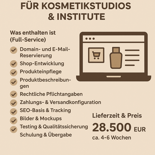 Professioneller Full-Service Online-Shop für Kosmetikstudios / Institute